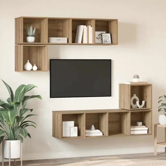 Zestaw szafek RTV 4 pcs dąb artisan 37 x 37 x 142.5 cm Lumarko! - Hurtownia wielobranżowa Lumarko Hit cenowy